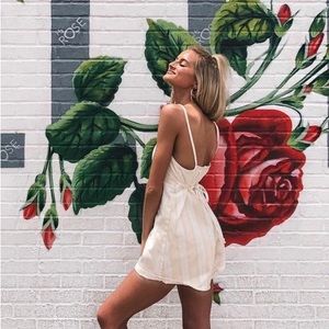 Urban Outfitters BDG Cream & Yellow Stripe Denim Romper